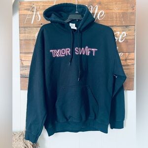 Taylor Swift Black Hoodie with Pink Logo